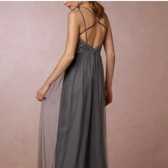 BHLDN “Isadore” Pewter Grey Sparkle and Tulle Dress - Picture 2 of 6